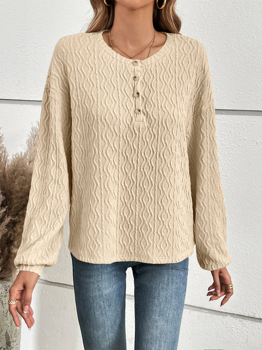 Ivy Lane Half Button Long Sleeve Top