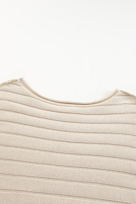 Round Neck Exposed Seams Pullover Top