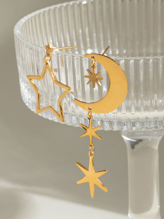 18K Gold-Plated Moon & Star Dangle Earrings