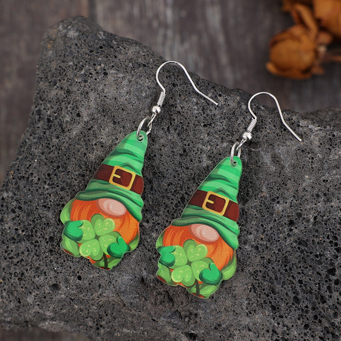 Wooden Alloy Dangle Earrings