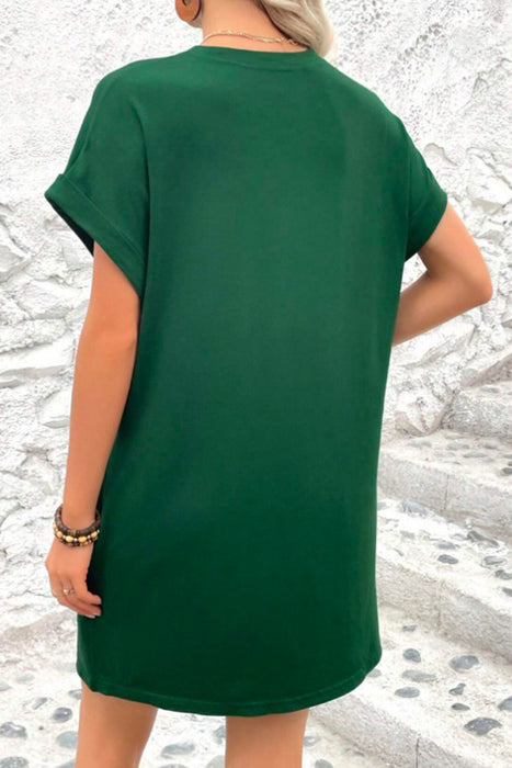 Pocketed Round Neck Short Sleeve Dress