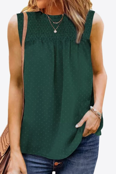 Smocked Tie Back Frill Trim Tank