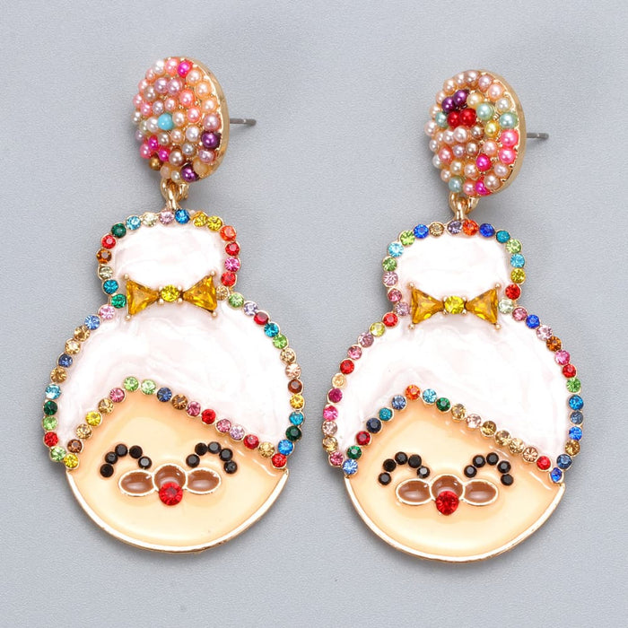 Rhinestone Alloy Mrs. Claus Earrings