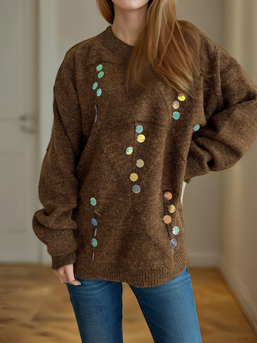 Sequin Mock Neck Long Sleeve Sweater