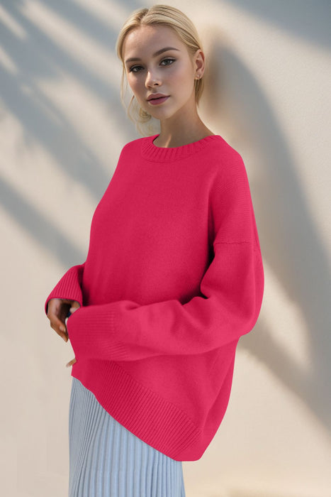 Basic Bae Round Neck Dropped Shoulder Sweater