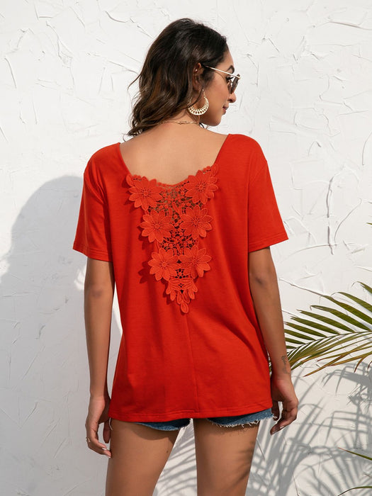 Ivy Lane Lace Trim Short Sleeve Top