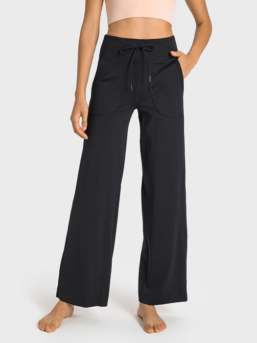 Millennia Drawstring Waist Wide Leg Sports Pants with Pockets