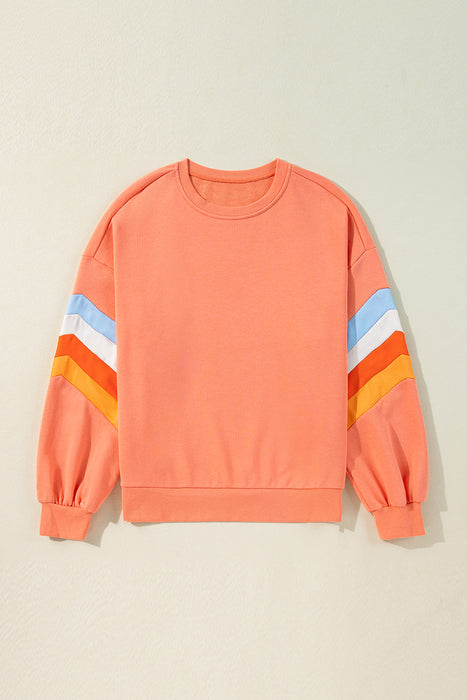 Contrast Round Neck Long Sleeve Sweatshirt