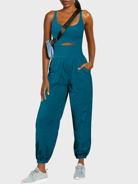 Cutout Scoop Neck Wide Strap Jumpsuit