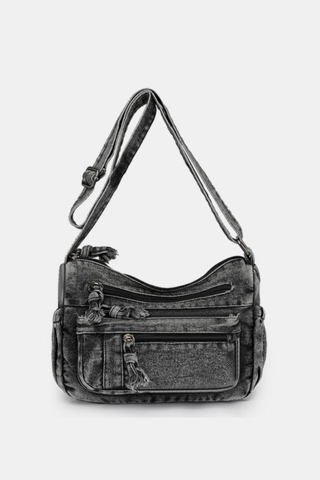 Adjustable Strap Denim Crossbody Bag