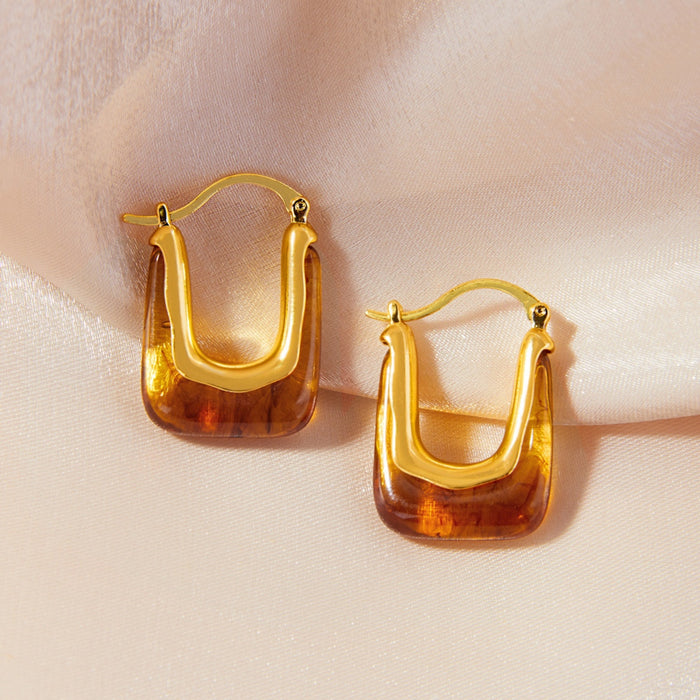 Resin Copper U Shape Earrings