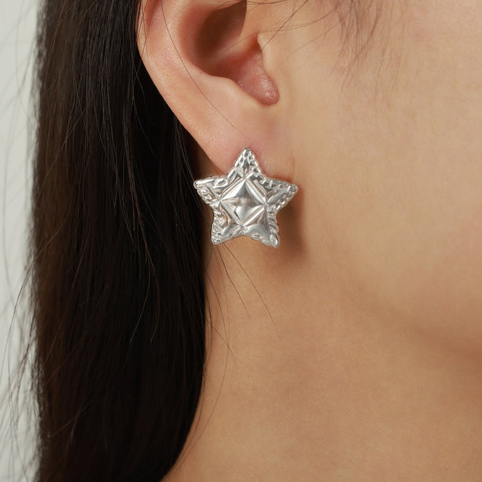 Titanium Steel Star Stud Earrings