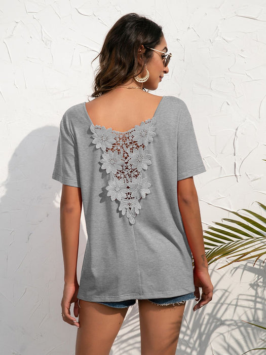 Ivy Lane Lace Trim Short Sleeve Top