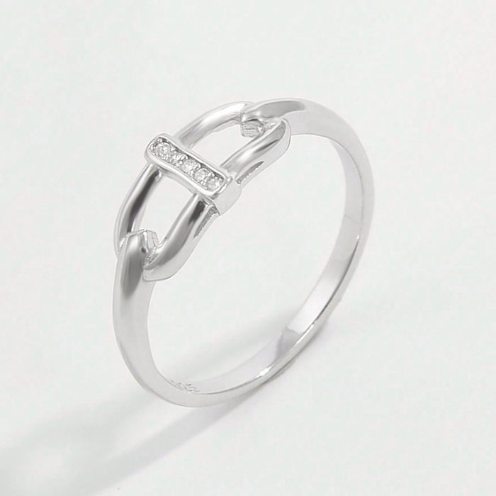 925 Sterling Silver Inlaid Zircon Ring