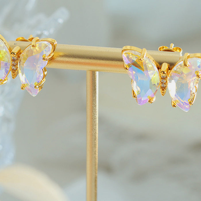 Gold-Plated Butterfly Stud Earrings