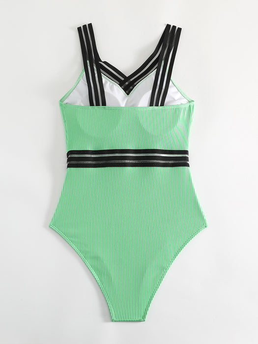 V-Neck One-Piece Swimwear