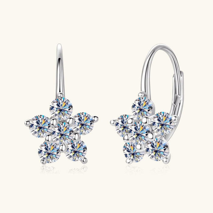 1.2 Carat 925 Sterling Silver Moissanite Flower Huggie Earrings