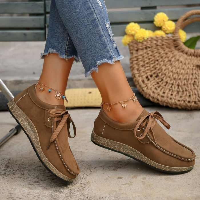 Suede Lace-Up Flat Slip-Ons