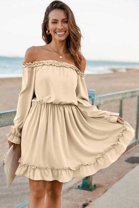 Frill Off-Shoulder Flounce Sleeve Dress