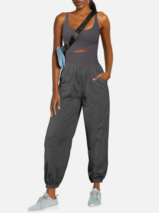 Cutout Scoop Neck Wide Strap Jumpsuit